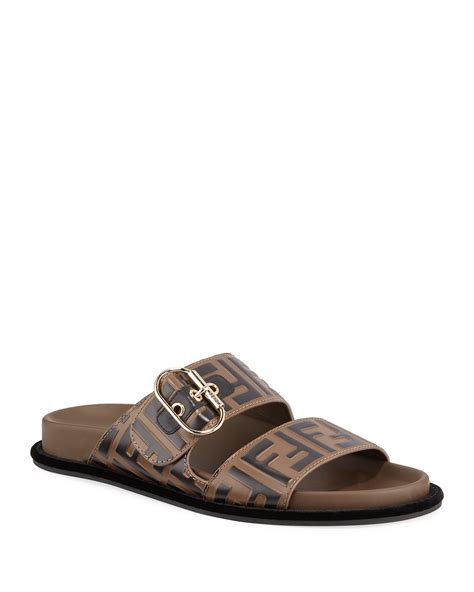 women's fendi leather ff slide sandals|Slides .